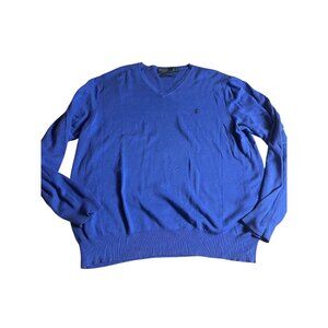 Polo Ralph Lauren purple/Blue V-Neck Sweater XL 100% Pima Cotton  Mens Pullover